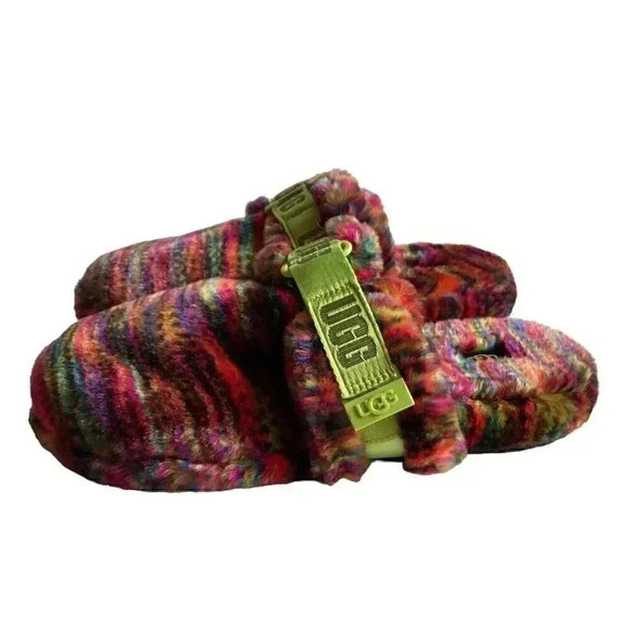 UGG Fluff It Pixelate Mens 10 Soft Slide Slip On Casual Slipper Shoes Vegan NEW